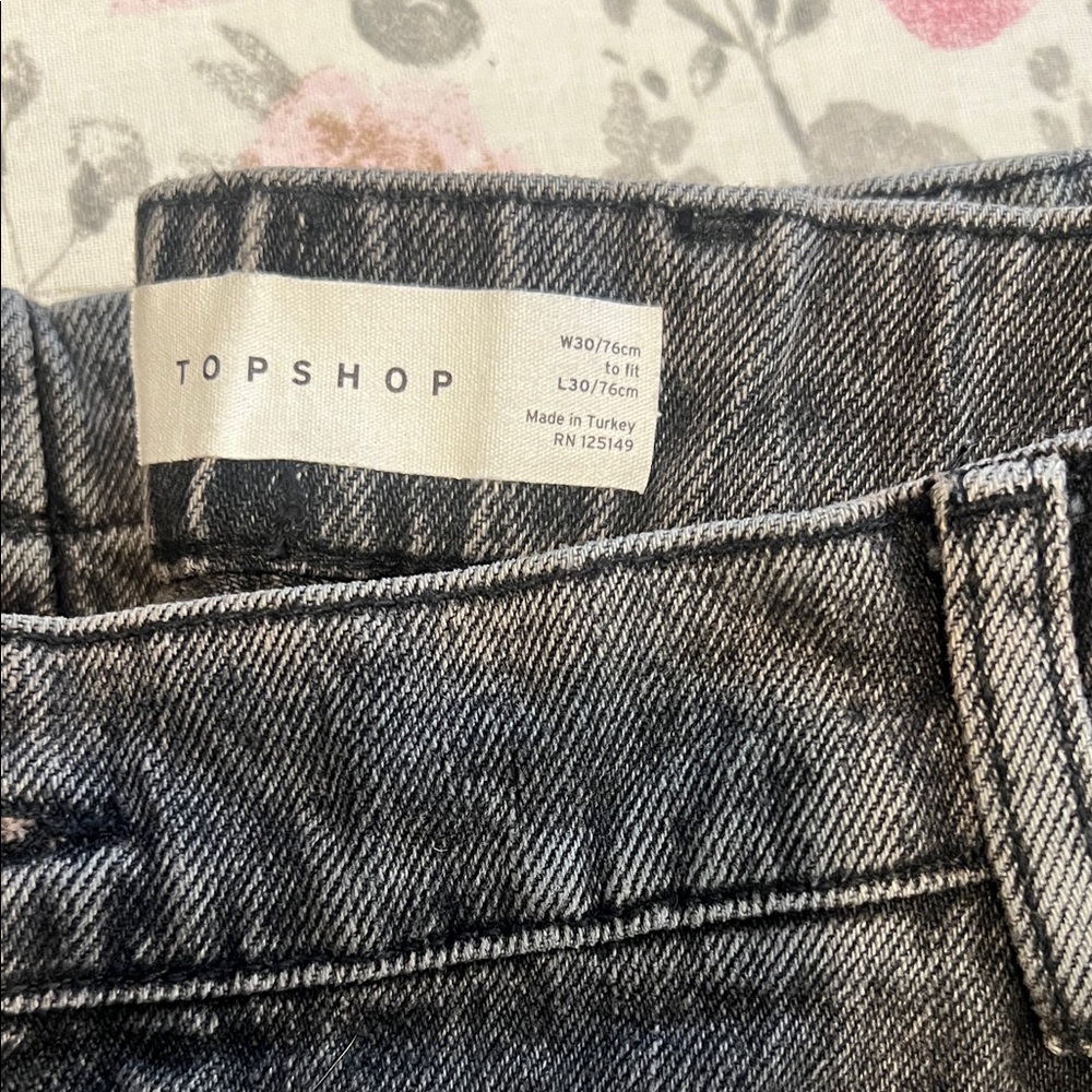 Topshop Women's Faded Black Denim Jeans